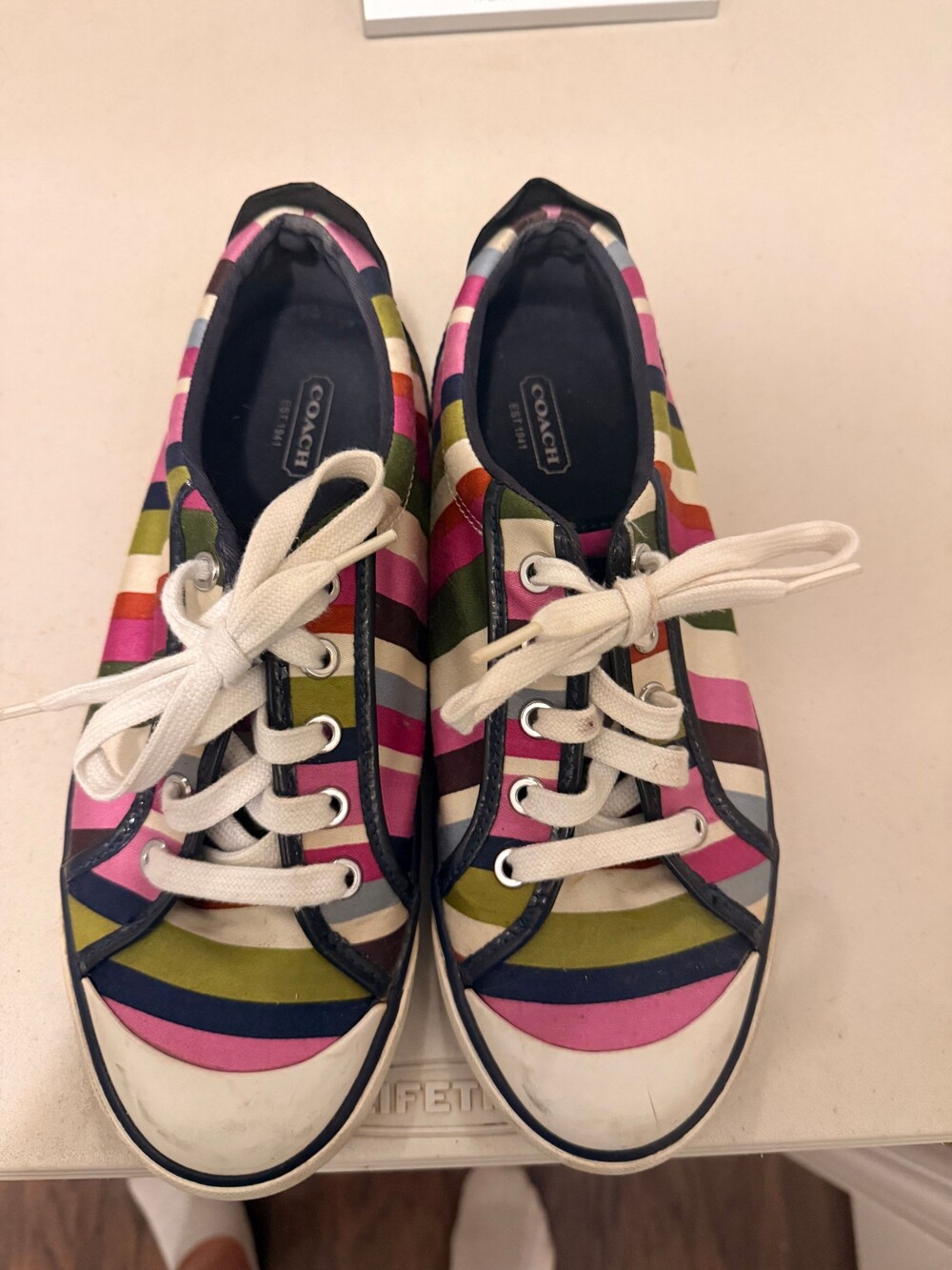 Coach Multicolor Striped Sneakers Size 8 1/2 Women's Casual Shoes - Picture 2 of 8